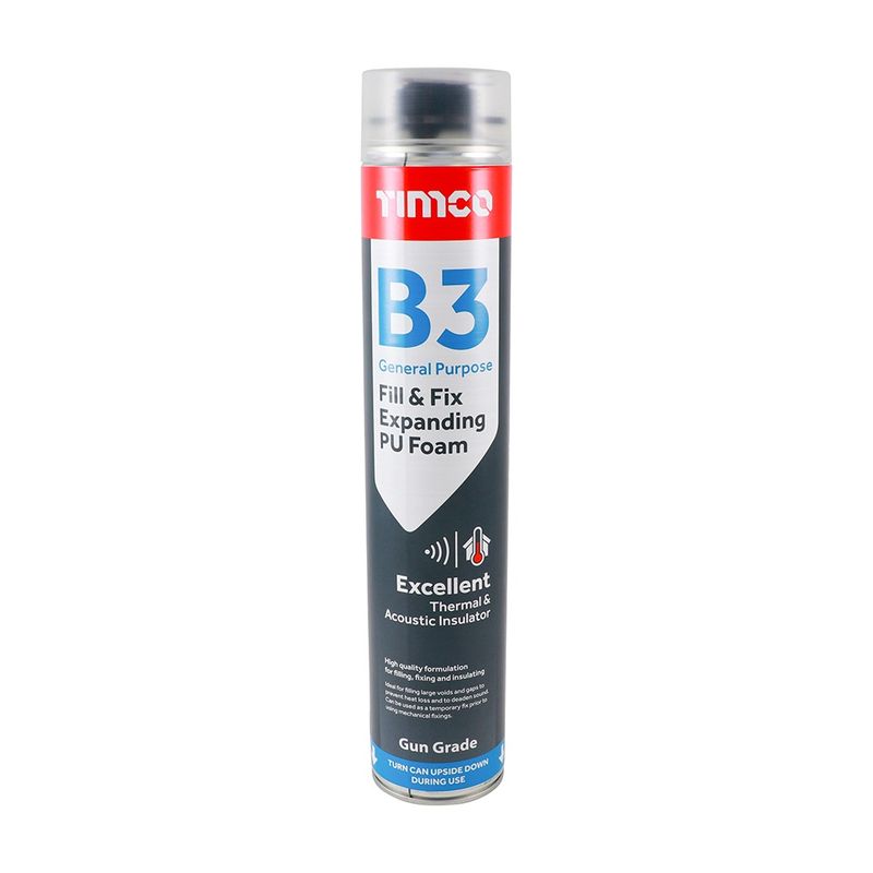 Timco 247641 Fix and Fill Expanding PU Foam (B3) - Gun Grade 750ML