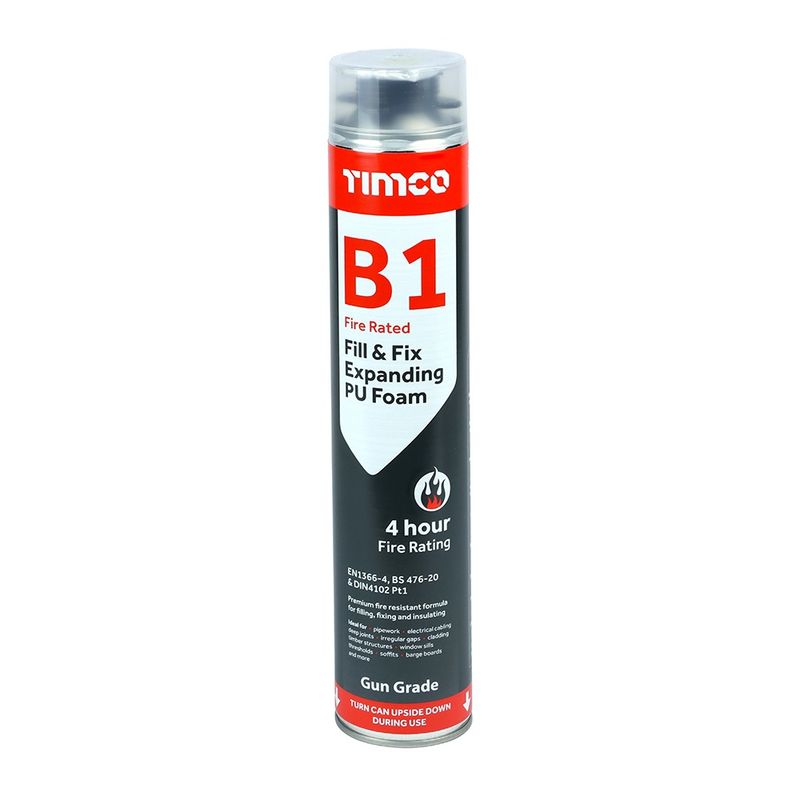 Timco 247760 Fix and Fill Expanding PU Foam (B1) - Gun Grade 750ML