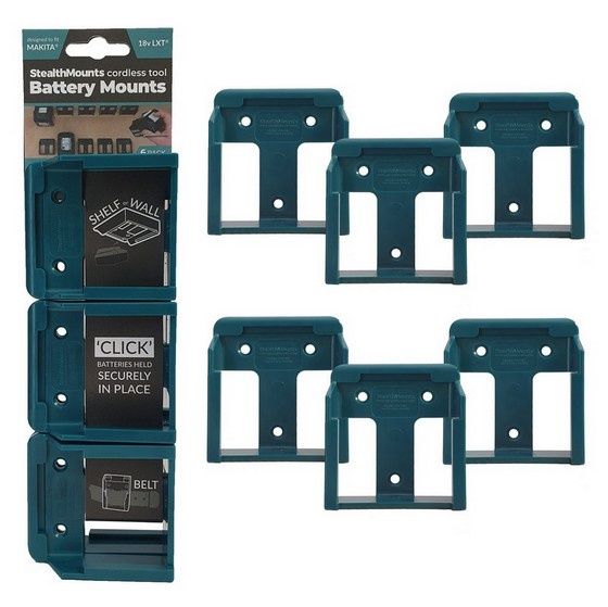 StealthMounts Makita 18V LXT Battery Mounts Pack of 6 SMT-BM-MK18-BLU