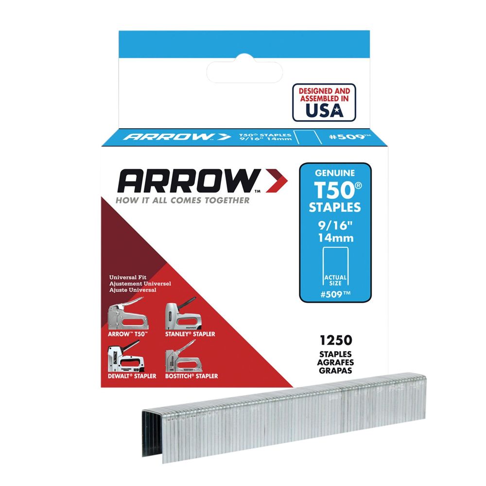Arrow T50 Staples 14mm (9/16in) Box Of 1250 ARRT50916S