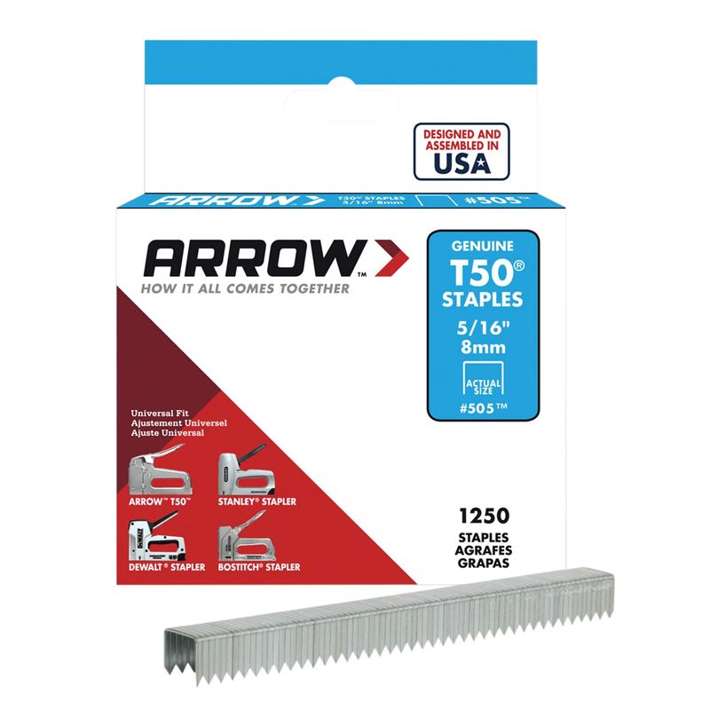 Arrow T50 Staples Stainless Steel 506SS 8mm (5/16in) Box Of 1250 ARRT50516S