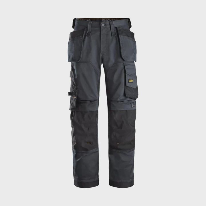 Snickers AllroundWork Stretch Loose Fit Trousers with Holster Pockets Steel Grey - 32" Leg 35" Waist 62515804050