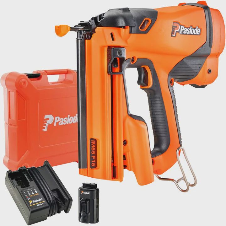 Paslode IM65 F16 7.4V Cordless Second Fix 16 Ga Straight Brad Nailer with 1 x 2.1Ah Battery 013323