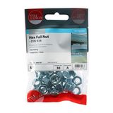 Timco Hexagonal Full Nut (DIN 934) Zinc M8 (30/TimBag) 8HNUTZP