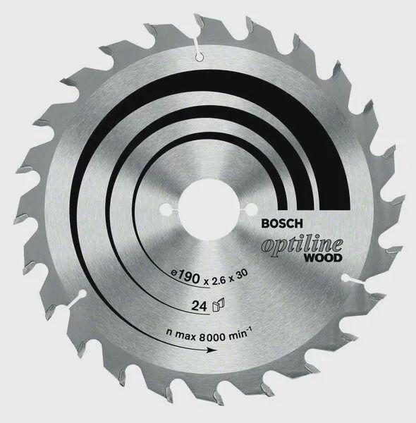 Bosch 190mm 12T Wood Circular Saw Blade Optiline 190mm x 30mm x 12T 2608641187