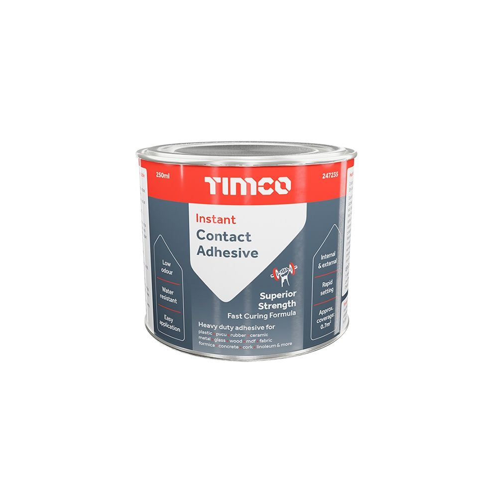 Timco Instant Contact Adhesive 250ml High Strength Bond Rubber Based 247235