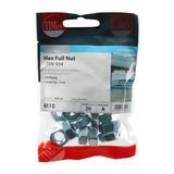 Timco Hexagonal Full Nut (DIN 934) Zinc M10 (20/TimBag) 10HNUTZP
