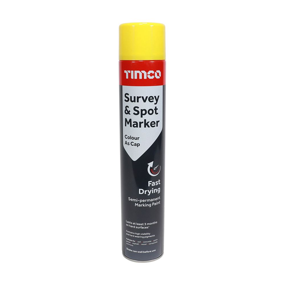 Timco 750ml Semi-Permanent Survey &amp; Line Marker Spray - Yellow