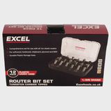 Excel 1/2in Shank TCT Router Cutter Bit 12 Piece Set