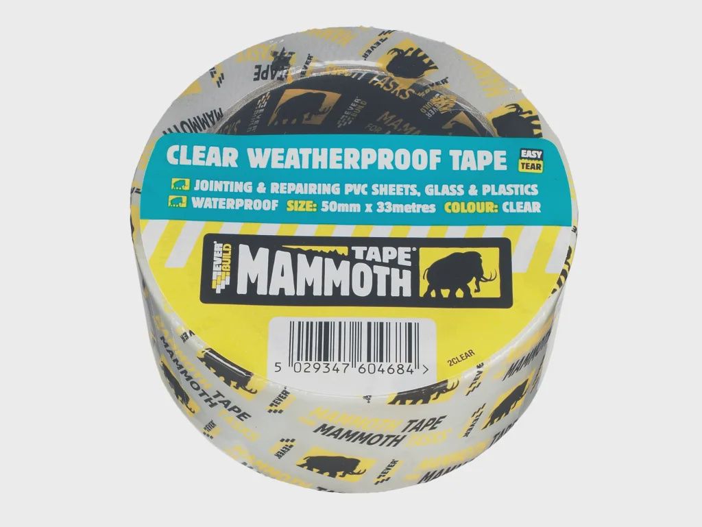 Everbuild 488634 Mammoth Clear Waterproof Tape 50mm x 10m EVB2CLEAR10