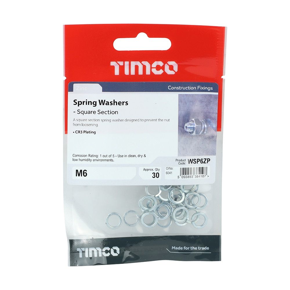 Timco M6 square section Spring Washers Zinc Plated WSP6ZP