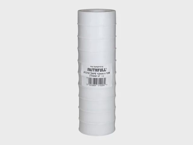 Faithfull 12mm x 12m P.T.F.E Tape White Plumbers & Heating Engineers FAITAPEPTF10