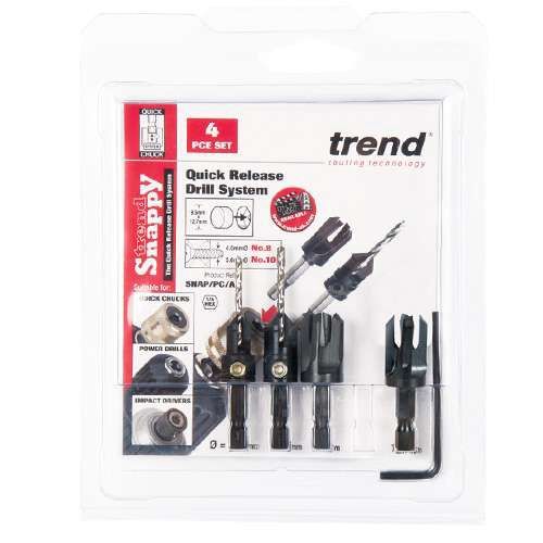 Trend Snappy 4 Piece Set Countersink &amp; Plug cutter Set SNAP/PC/A