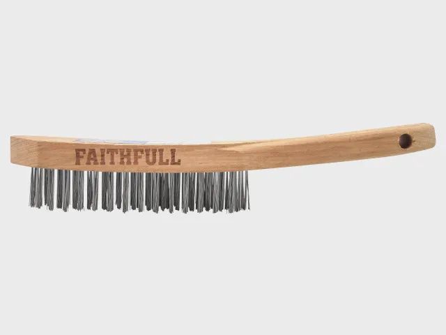 Faithfull Heavy-Duty Scratch Brush Four Row 28 Gauge Wire Bristles  FAI6804F