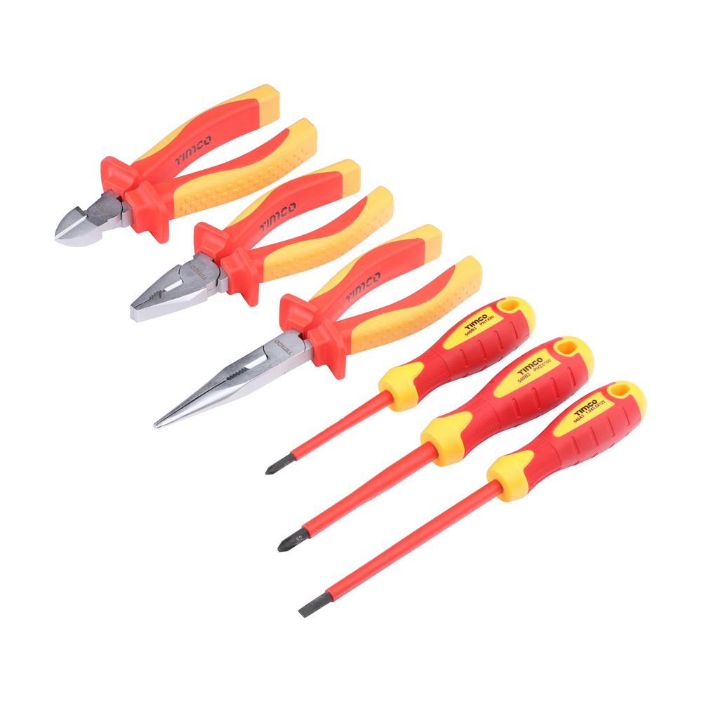 Timco 6pcs VDE Pliers &amp; Screwdriver Set Ergonomic Handle 468767
