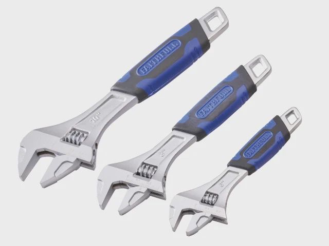 Faithfull 3 Piece Adjustable Spanner Set Moulded Soft-Grip  FAIAS3PCA