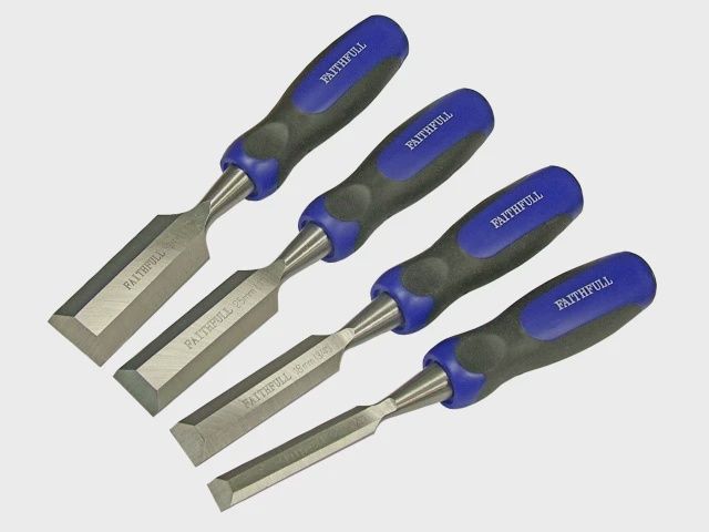 Faithfull 4 Piece 12-32mm Short Blade Bevel Edge Butt Chisel Set FAIWCBUTTS4