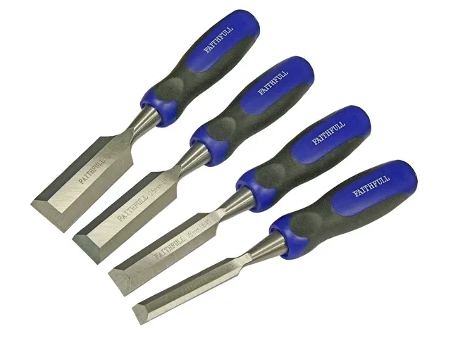 Faithfull 4 Piece 12-32mm Short Blade Bevel Edge Butt Chisel Set FAIWCBUTTS4