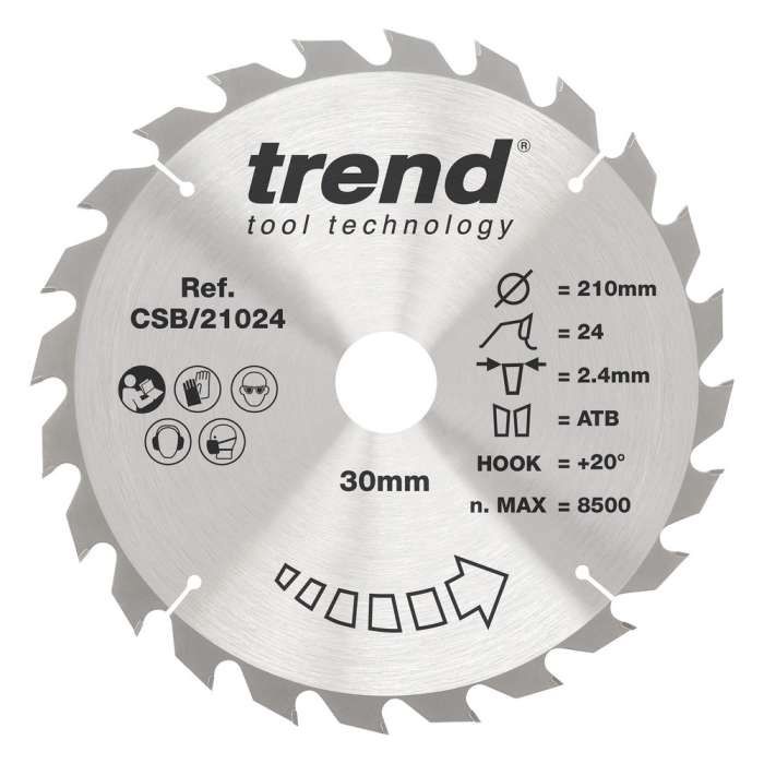 Trend Wood Circular Craft General Purpose Saw Blade 210mm x 30mm x 24T Fine Finish CSB/21024