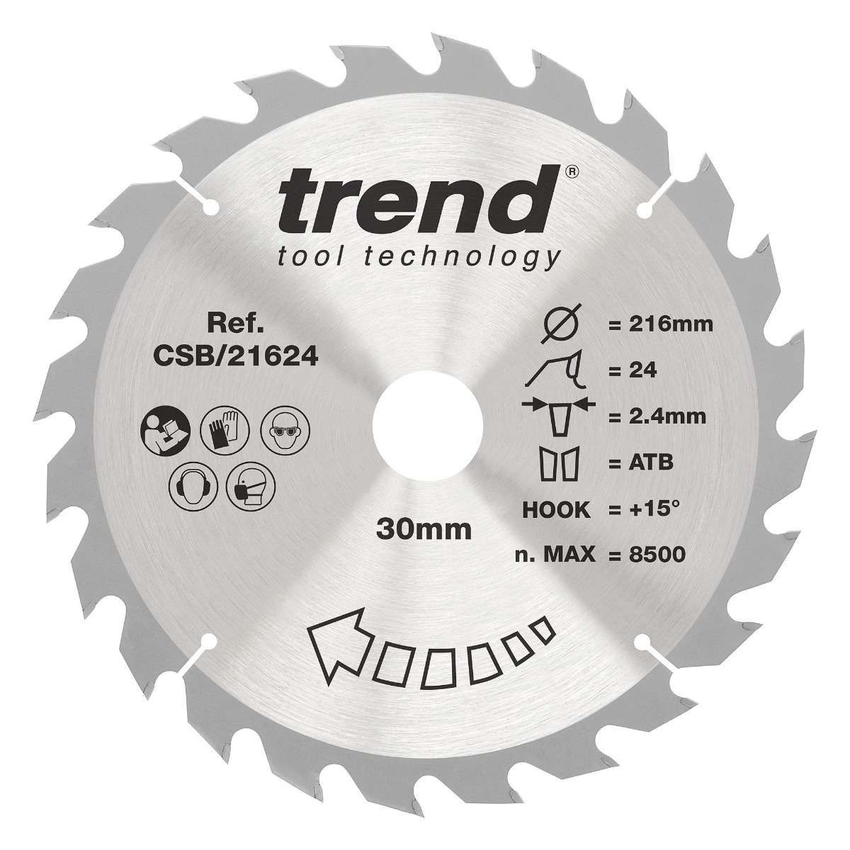 Trend Wood Circular Ripping Table Saw Blade 216mm x 30mm x 24T CSB/21624