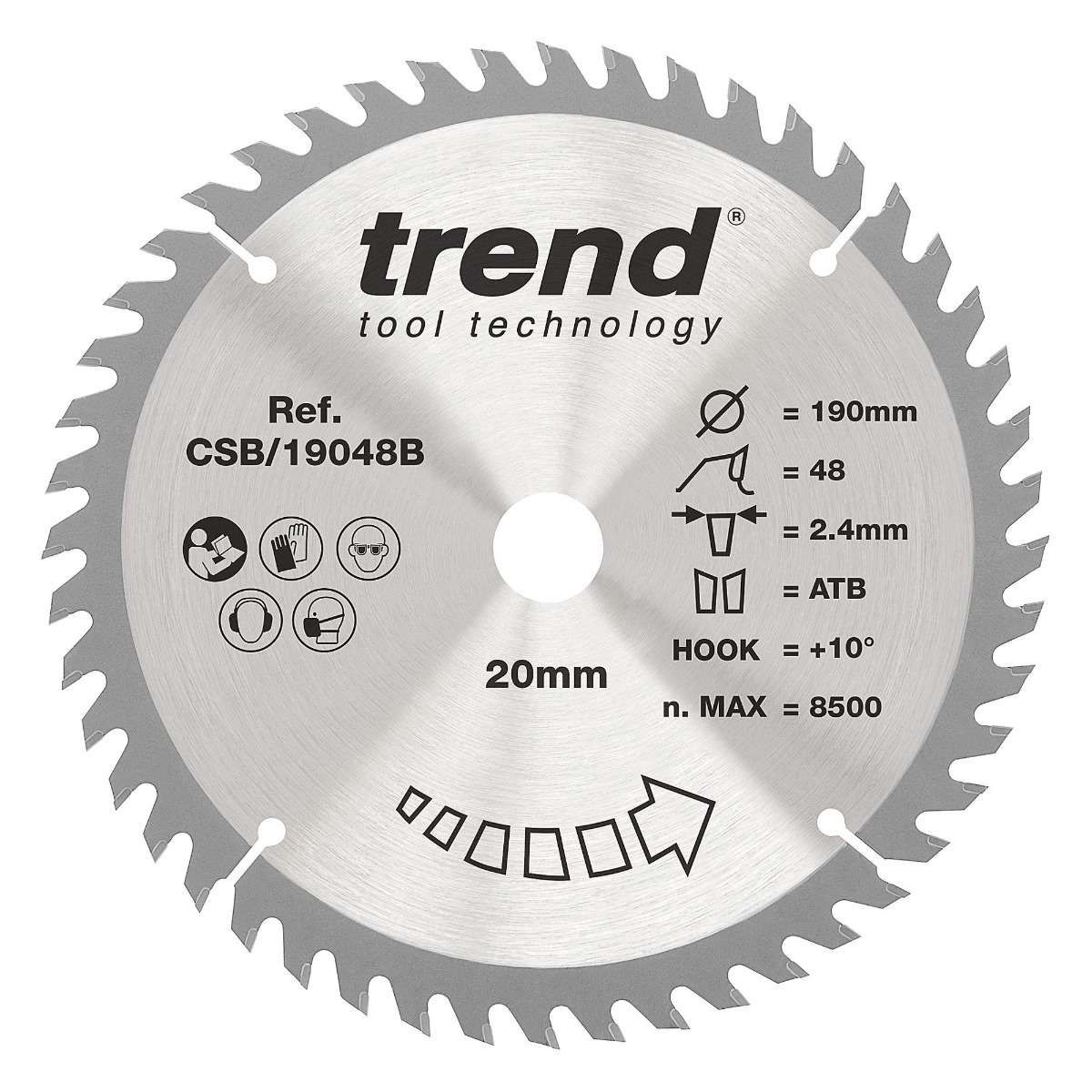 Trend Wood Circular Saw Blade 190mm x 20mm x 48T Fine Finish CSB/19048B