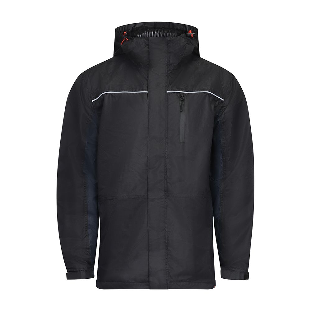Timco Waterproof Lined Rain Jacket Front zip Adjustable Cuffs Black Large LRJ1001L