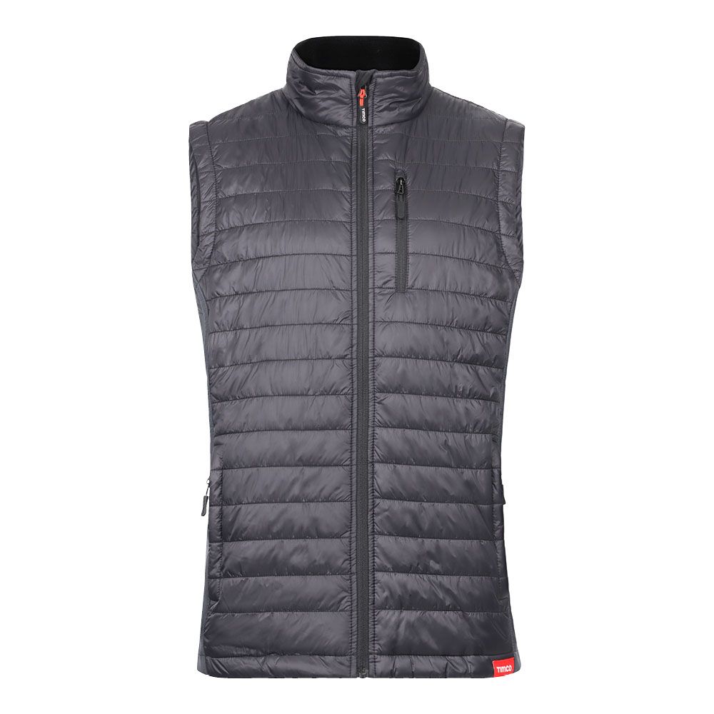 Timco Padded Bodywarmer Grey/Black Front zip Soft Line Collar Medium PB1101M