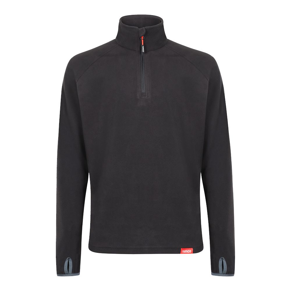 Timco Half Zip Overhead Fleece -Black Half-length front zip Large HZOFBL