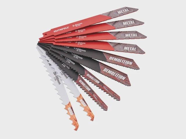 Faithfull 10 Piece Sabre Saw High-Quality Blade Set XMS25SABRE