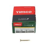 Timco 3.0 x 25mm Classic Multi-Purpose Screws Countsunk Head Yellow (100/Box) 30025CLAF