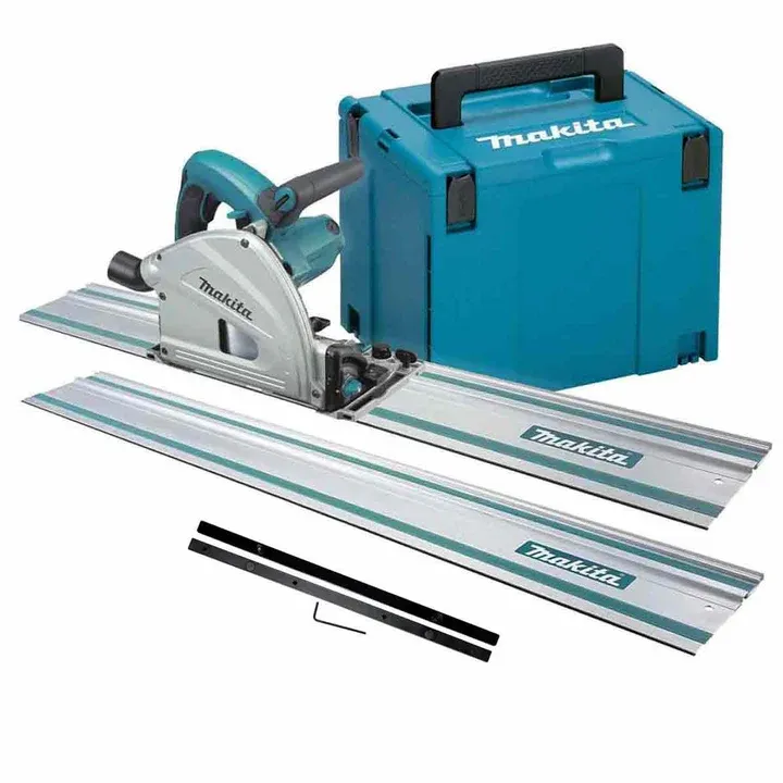 Makita SP6000J2 165mm Plunge Saw 240V with 2 x 1.5m Guide Rail in Bag + Connector & Clamps