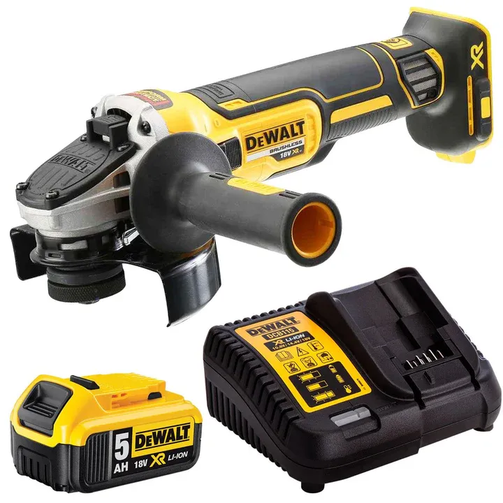 DeWalt DCG405N 18V Brushless 125mm Angle Grinder with 1 x 5.0Ah Battery &amp; Charger