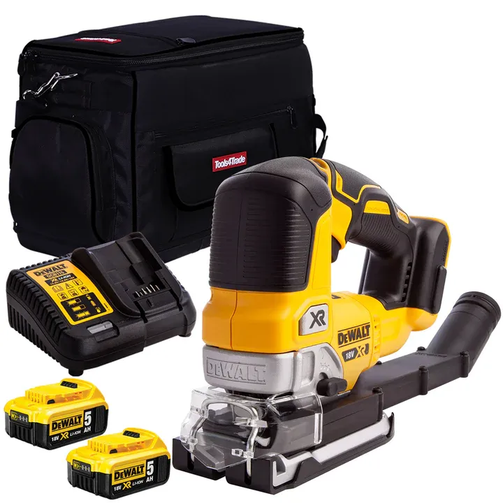 DeWalt DCS334N 18V Brushless Top Handle Jigsaw with 2 x 5.0Ah Batteries & Charger in Bag