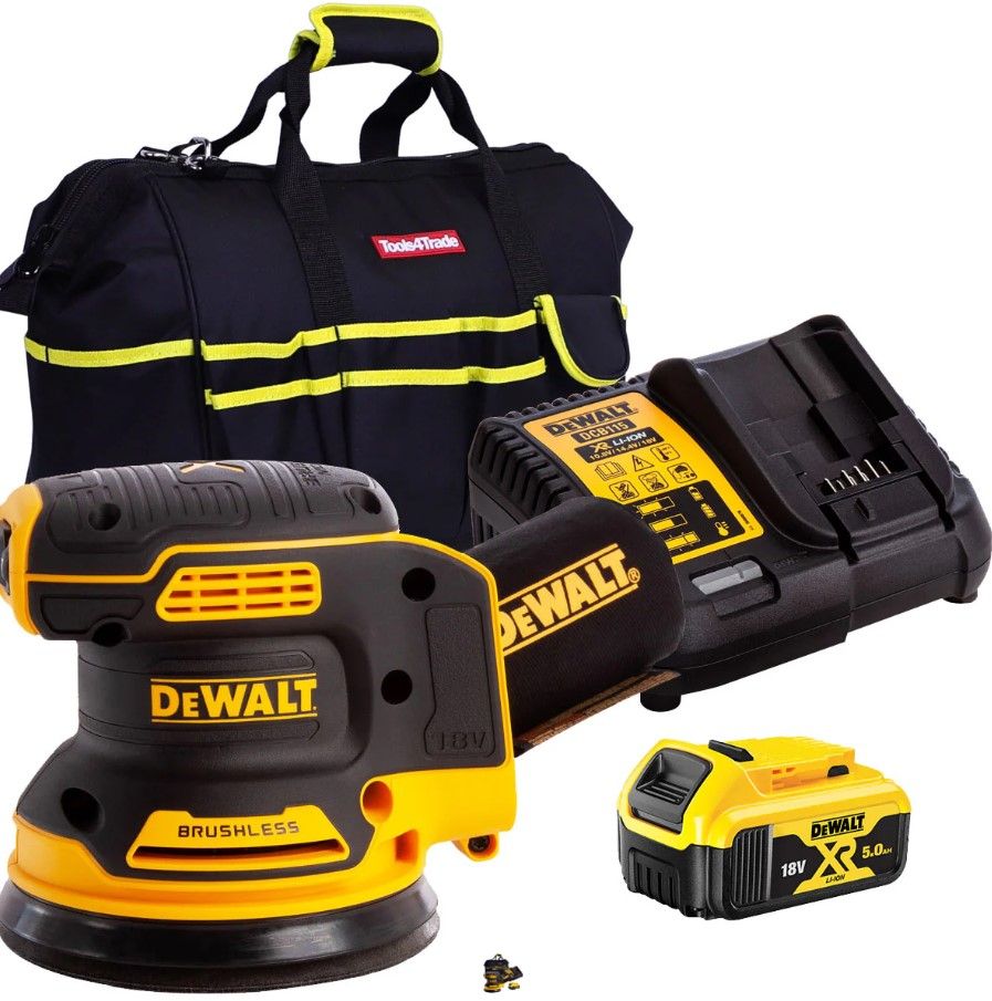 DeWalt DCW210N 18V Brushless 125mm Random Orbital Sander with 1 x 5.0Ah Battery & Charger in Bag