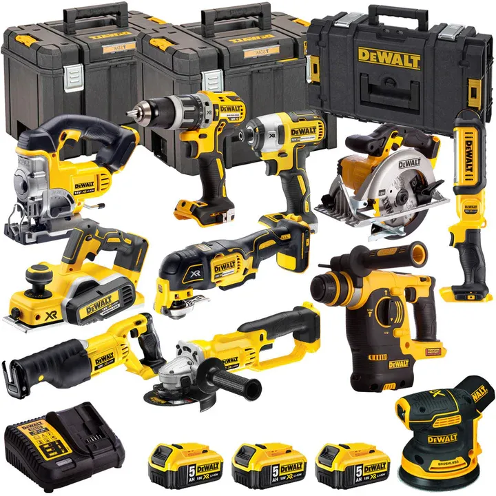 Dewalt 18V 11 Piece Power Tool Kit with 3 x 5.0Ah Batteries T4TKIT-485