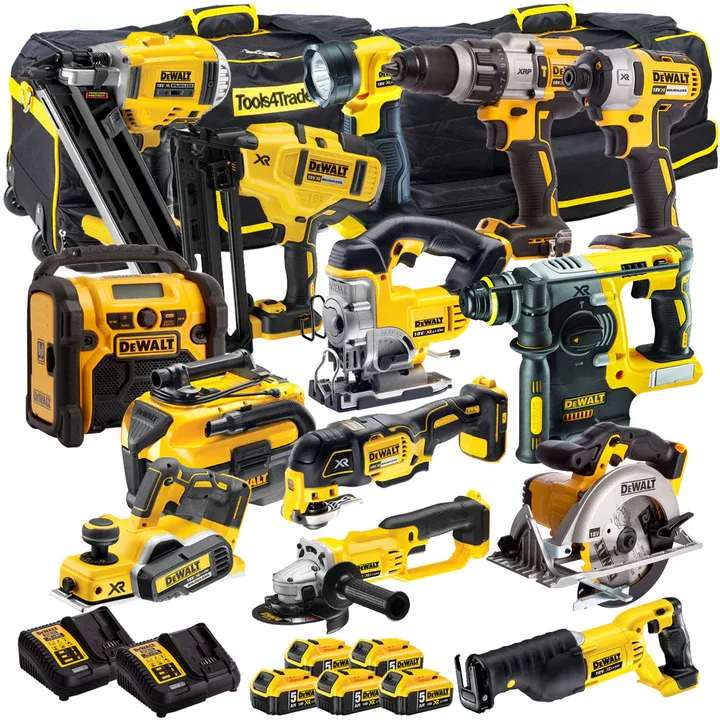 Dewalt 18V 14 Piece Power Tool Kit with 5 x 5.0Ah Batteries T4TKIT-998