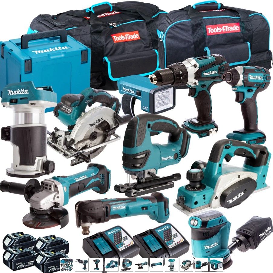 Makita 10 Piece 18V Li-ion Kit 4 x 5.0Ah Batteries MAKDEAL 91M