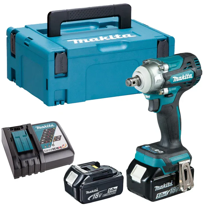 Makita DTW300 18V LXT Brushless 1/2" Impact Wrench With 2 x 5.0Ah Batteries Charger In Case