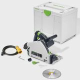 Festool TS 55 FEBQ-Plus 230V GB 160mm Circular Plunge-Cut Saw - 576706 With 2 x Guide Rail, Connector, Clamp & Bag