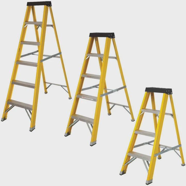 Excel Heavy Duty Fibreglass Step Ladder Industrial Ladder Electrician's Step Ladder Pack Of 3
