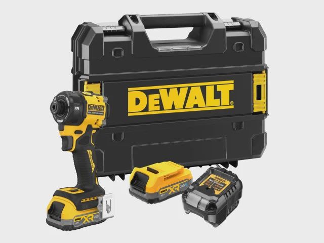 DeWalt DCF870E2T 18V Hydraulic Brushless Impact Driver 2 x 1.7Ah POWERSTACK Batteries Charger &amp; Kitbox