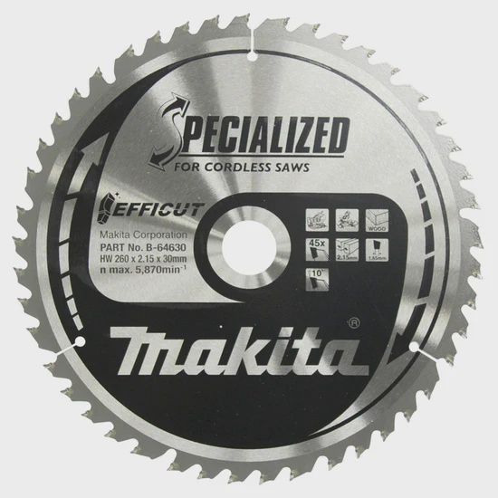 Makita 260 x 30mm x 45T TCT Efficut Circular Saw Blade B-64630