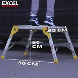 Excel Aluminium Stool Ladder 4 Tread with Work Bench Folding Hop Up 600mm