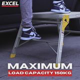 Excel Aluminium Stool Ladder 4 Tread with Work Bench Folding Hop Up 600mm
