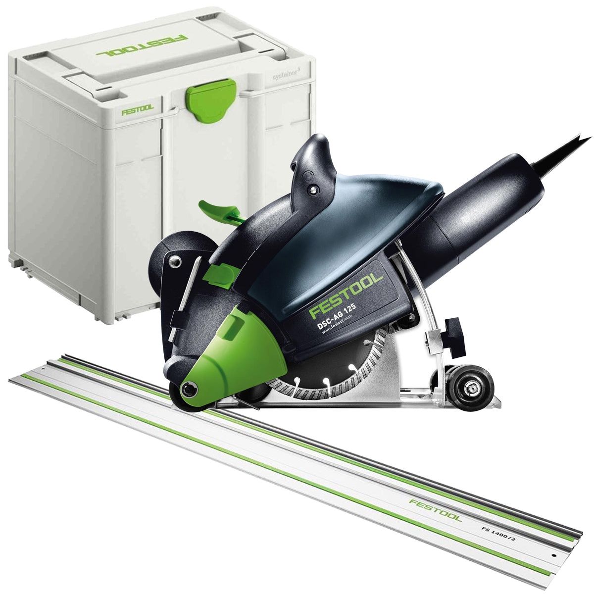 Festool DSC-AG 125-Plus 230V GB Diamond Cutting System - 576557 With 1 x Guide Rail FS 1400/2