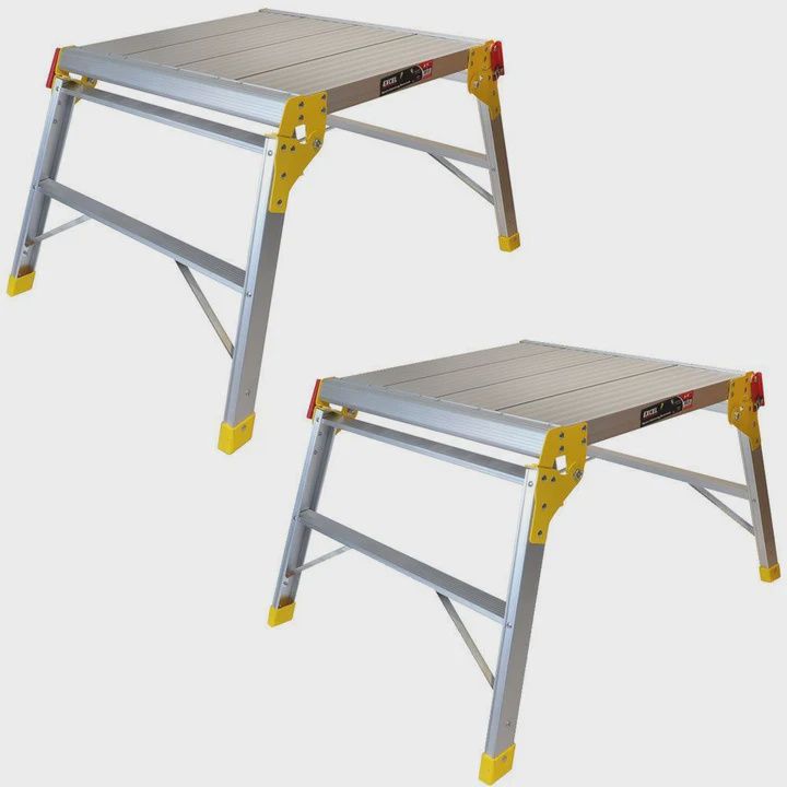 Excel 600 x 600mm Heavy Duty Multi Purpose Platform Work Bench Folding Hop Up Pack of 2