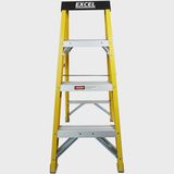 Excel Heavy Duty Fibreglass 4 Tread Ladder with 3 Step Hop Up Ladder