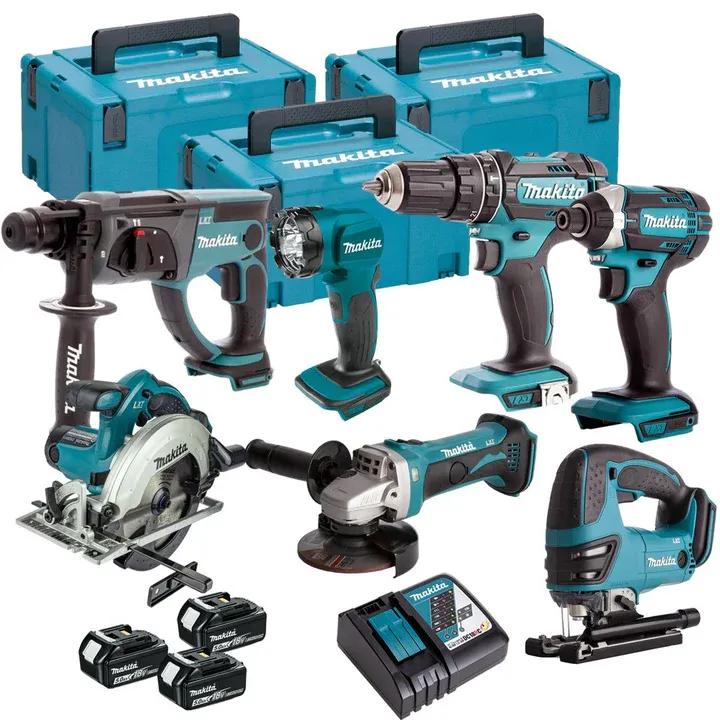 Makita 18V 7 Piece Power Tool Kit with 3 x 5.0Ah Batteries  & Charger (DBR KIT)