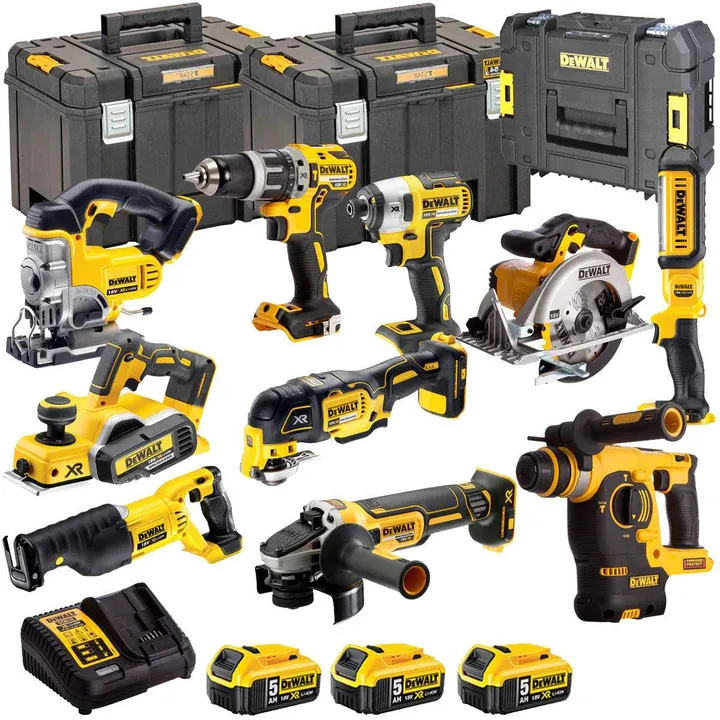 Dewalt 18V 10 Piece Power Tool Kit with 3 x 5.0Ah Batteries (DBR KIT)