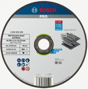 Bosch PRO Stainless Steel and Metal Bonded Cutting Disc, 180 x 1.6 x 22.23 mm, Straight